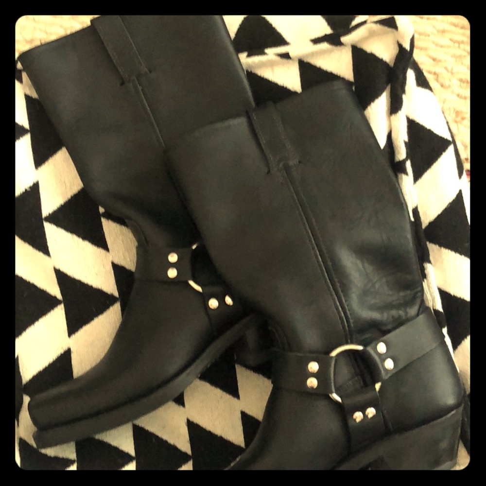 Frye black harness boots